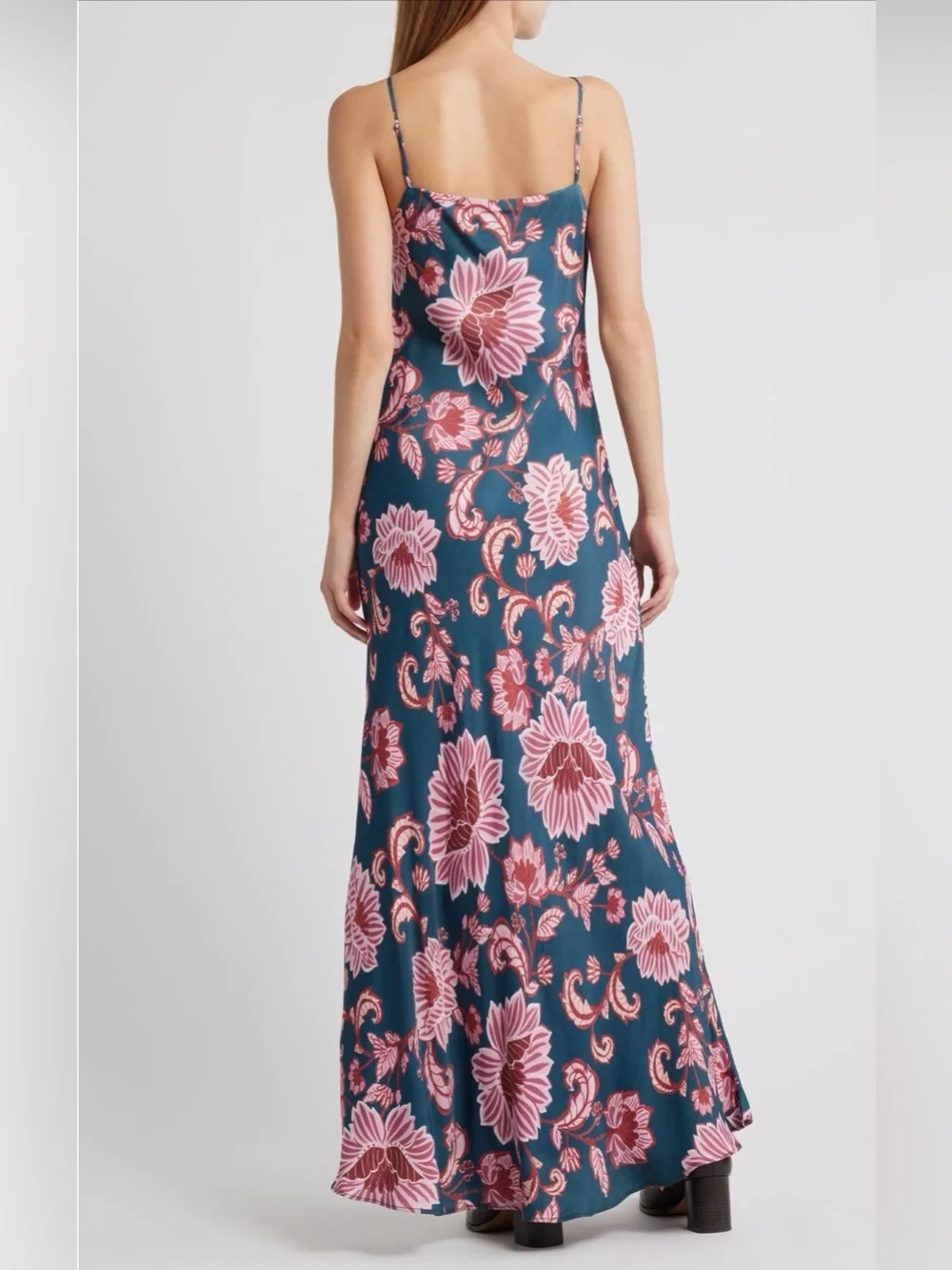 FARM Rio Teal Maxi Dress with Pink Floral Print - Picture 3 of 8